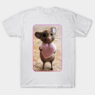 Love Bug Mouse holding Heart T-Shirt